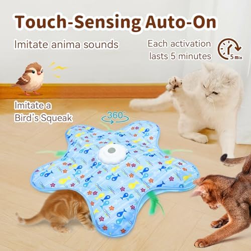 Interactive Touch Activated Hide and Seek Cat Toys for Indoor Cats, Blue