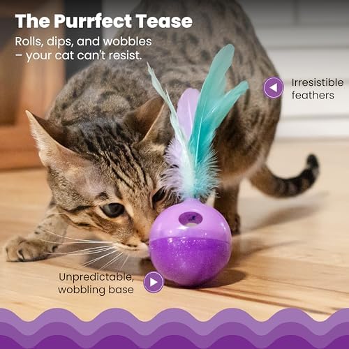 Catstages Feather Treat Stuffer Cat Toy – Interactive Cat Toy with Catnip for Treat Dispensing & Mental Stimulation, Purple