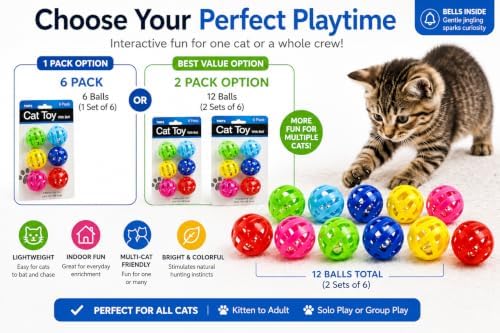 bulk buys Balls with Bells Cat Toys Set, Medium Breeds