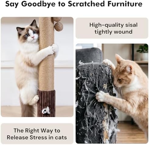 Woochpet 35"Cat Scratching Posts For Indoor Cat,Cat Scratcher With Cat Toys