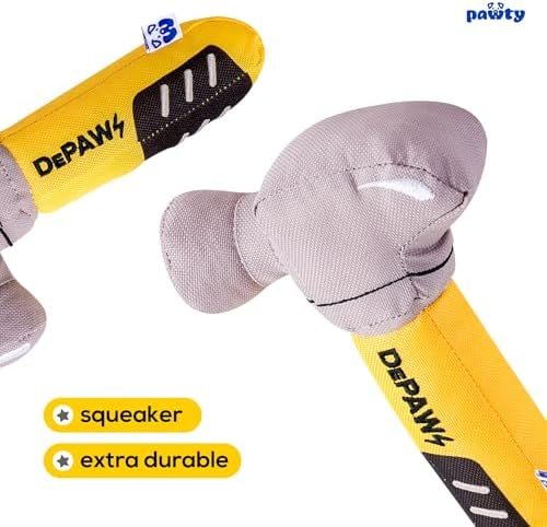 PAWTY Hammer Dog Toy - Interactive Plush Squeaky Hammer Toy with Squeaker - Funny Parody Tool Kit Enrichment Toy for Small Medium Dogs - Gift for Pup Birthday