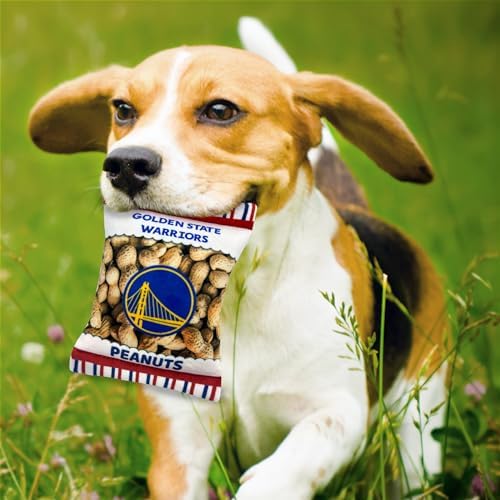 Pets First NBA Golden State Warriors Crinkle FINE Plush Dog & CAT Squeak Toy - Cutest Stadium Peanuts Snack Plush Toy for Dogs & Cats with Inner Squeaker & Beautiful Basketball Team Name/Logo