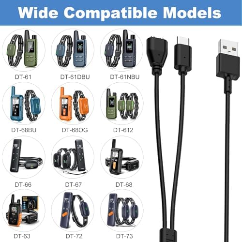 Charger Cable for Jugbow/Delupet/Yawpet Dog Collar DT-61/66/67/68/72/73 Training Collar and Remote