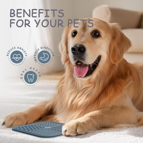 ChefAide 2 Pack Lick Mat for Dogs,Cats,Upgraded 8.5×8.5 inches Licking Mats with Suction Cups,Slow Feeder Licking Pad for Anxiety Relief and Boredom Reducer,Suitable for Dog Training