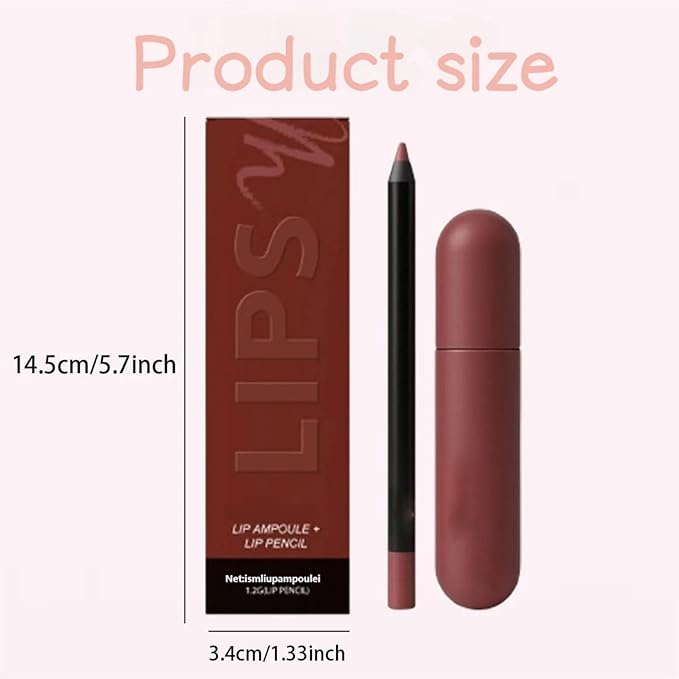 Color-Rich Lipampoules with Matching Lip Liner,Long-Lasting Moisturizing Lip Oil,Color & Care In Perfect Harmony, Glossy Lipstick And Lip Liner Set, for Womens (#02)