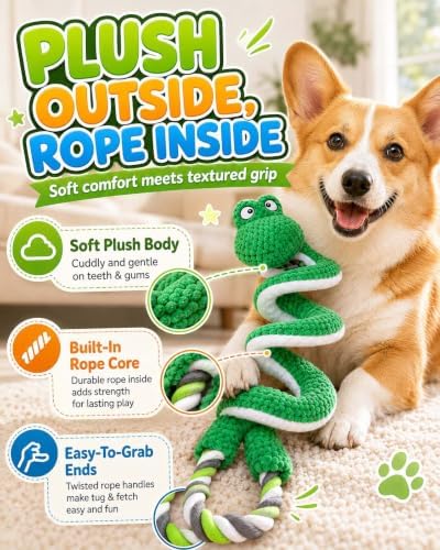 Dog Toys for Aggressive Chewers Squeaky Toys with Pull Rope Plush Tug (D)