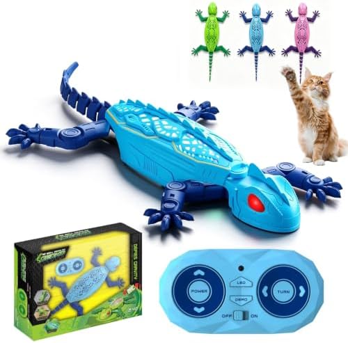 Remote Control Climbing Gecko Toy for Cats, Climbing Gecko Cat Toy that Climbs The Wall (Blue)