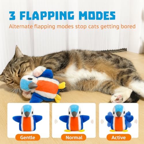 Interactive Penguin Cat Toy – Rechargeable Flapping Wings Kitten Toy with Catnip, Automatic Beating Wings, Funny Indoor Play Alone Toy for Cats