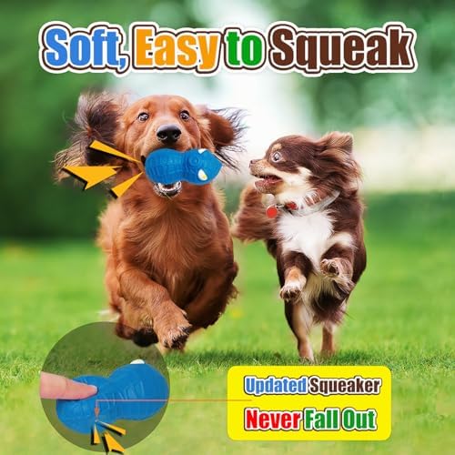 HOLYSTEED Latex Squeaky Dog Toys for Small Dogs, Mini Breeds, 1.6" Peanut