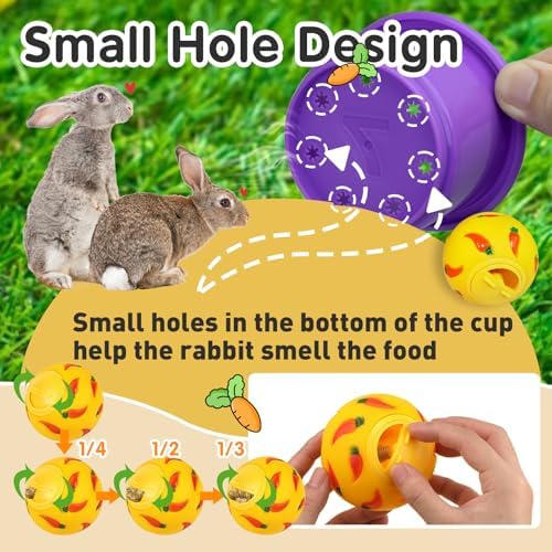 8 Pcs Colorful Stacking Cups and a Ball for Rabbits, Colorful Bunny Cups for Rabbits and Small Animals, Nesting Rabbit Cups of Different Sizes, Bunny Stacking Cups for Hiding Food and Playing