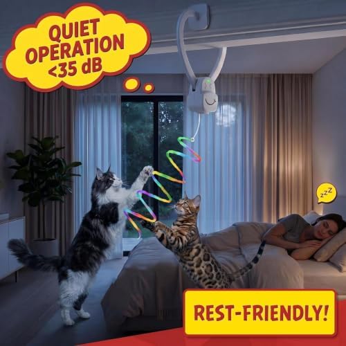 Interactive Automatic Cat Toy, 360° Rotating Feather Wand