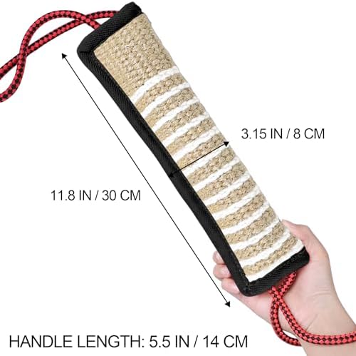ToLanbbt Dog Tug Toy Bite Jute Pillow Pull Toy with 2 Strong Handles Perfect for Tug of War, Puppy Interactive Play, Tear Resistant Bite Training for Small Medium Large Dogs (Black-Rhombic)