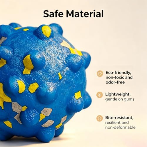 Dog Ball Toys for Aggressive Chewers, Indestructible Squeaky Fetch Toys for Large Medium Dogs, Durable E-TPU Bouncy Balls Interactive Floatable Training Toy for Outdoor Indoor Pool