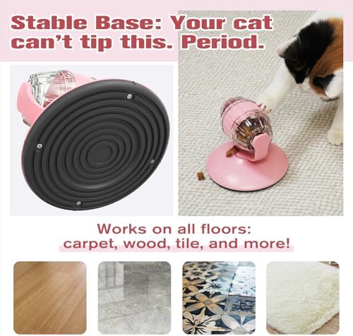 Cat Slow Feeder Toy,Beer Barrel Interactive Feeder for Cats,Interactive Mental Stimulation Food Dispenser for Indoor Cats,Slow Food Teasing Toy for Cats,Boredom Buster,Interactive Puzzle Feeder,（Pink）