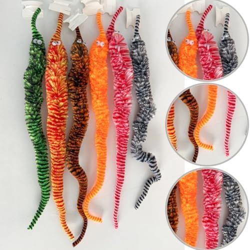 KuuGuu 24 PCS Cat Worm Toy Zebra Print Feather Worm Teaser Refills Attachment Cute Cat Wand Replacement Interactive Wand Accessories for Fishing Pole Toy Teaser for Indoor Cats Kitten