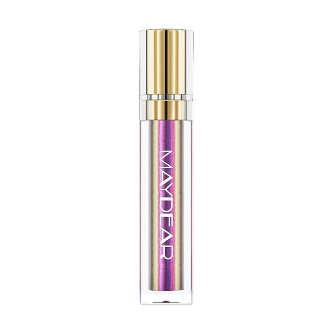 Maydear Chameleon Lipstick, Metallic Purple Multichrome Lip Gloss, Long Lasting Full-Coverage Rainbow Lip Makeup, Golden Plum (09)