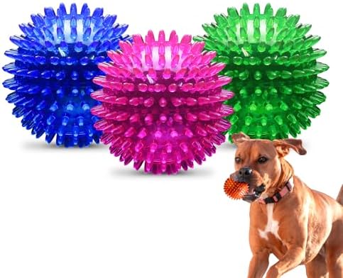 PetSport Gorilla Spiky Ball - Spiky Ball Toys for Dogs and Puppies, Interactive Toy for Boredom, Certified Non-Toxic, Indoor and Outdoor Play - 4" (Pack of 3)