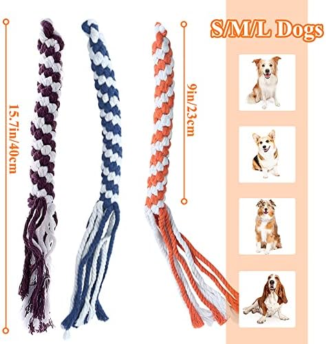 ASOCEA 3 Pack Dog Rope Toy, Flirt Pole Lure for Puppy Small Medium Dog