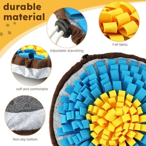 Snuffle Mat for Dogs & Cats, Adjustable Puzzle Toy Slow Feeder
