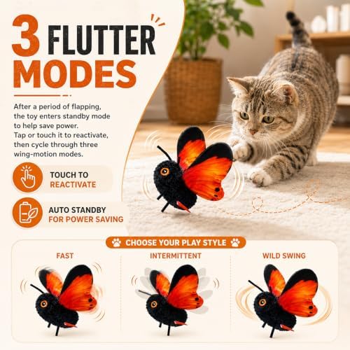 Smart Sensing Flapping Butterfly Toy Interactive Cat Teaser Toy，1pc B