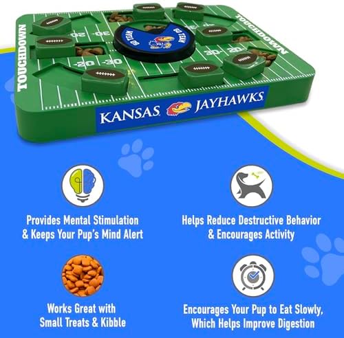 Pets First NCAA Kansas Large Puzzle Toy - Interactive Dog Treat & Slow Feeding Toy