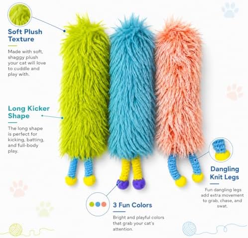 Cat Toys Pillows,Soft Cat Pillow Kicker Toys with Crinkle Sound, Interactive Cat Plush Toys for Indoor Cats and Kittens