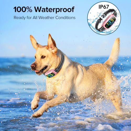 FAFAFROG Dog Bark Collar, Rechargeable Smart Collar, Anti Barking Training Collar with 5 Adjustable Sensitivity Beep Vibration, Bark Collar for Large Medium Small Dogs(Pink)