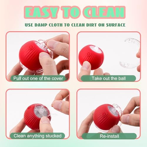 Speedy 2.0 Tail 2 Packs Interactive Cat Toys for Indoor Cats, Automatic Cat Toy with Elastic Mesh Tail, Electric Rolling Ball on Carpet, Chirping and Motion Activate Cat