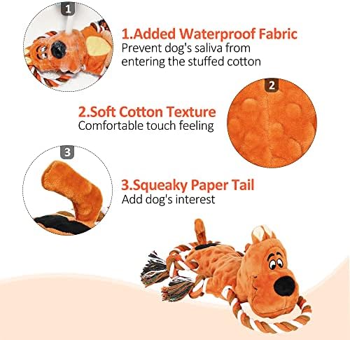 IOKHEIRA Tough Indestructible Dog Toys for Aggressive Chewers, Durable Dog Chew Toy for Large Breed,Aggressive Chew Toys for Large Dogs with Cotton Material & Crinkle Paper,Dog Chewing Toys