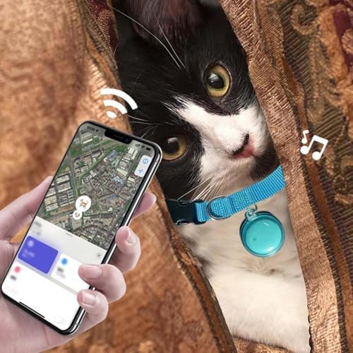 Mini Bell Cat Tracker, Mini Tracker for Pet iOS & Android, Waterproof Cat Collar with Finder Tag, Cats GPS Tracker Collar with Safety Elastic Buckle, Smart Pet Tracker Location (C-Android)