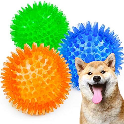 Squeaky Balls for Dogs Small, Fetch Balls Rubber 3 Pack Bright Colors
