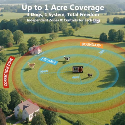 Wireless Invisible Fence System for 1-3 Dogs, 4 inch Precision