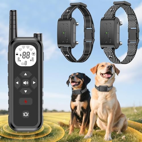 Wireless Dog Fence, Electric Fence for Dogs, Portable Dog Perimeter Collar 185 Days Standby Training Collar, Flash Light & Waterproof with 3 Training Mode for 2 Dog Matte Black