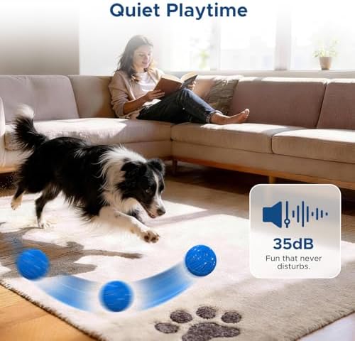 Dog Toys for Small Medium Dog to Keep Them Busy, Smart Interactive Dog Toys, Automatic Moving Bouncy Dog Balls with Lights, Motion Activated Rolling Dog Balls, Mental Stimulation, E-TPU Blue