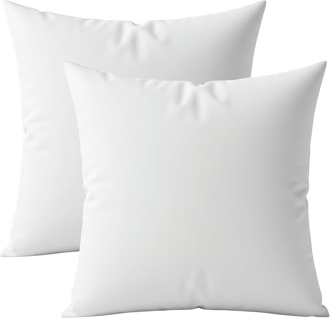 Digital Decor Decorative Throw Pillow Inserts 12x12 Set of 2, Premium Hypoallergenic Down Alternative Pillow Forms for Couch, Sofa & Bed, Made in USA Square Cushion Inserts, White