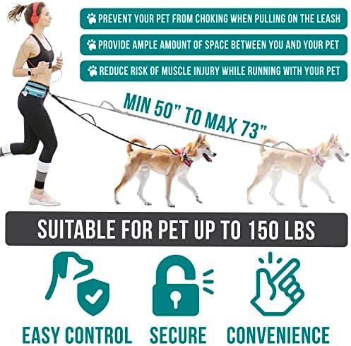 PetAmi Hands Free Dog Leash Waist Belt Bag Fanny Pack, Single, Sea Blue