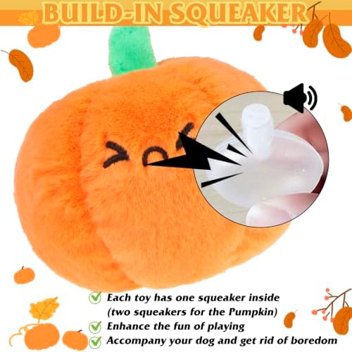 PUPTECK Thanksgiving Dog Squeaky Chew Toys 3 Pack