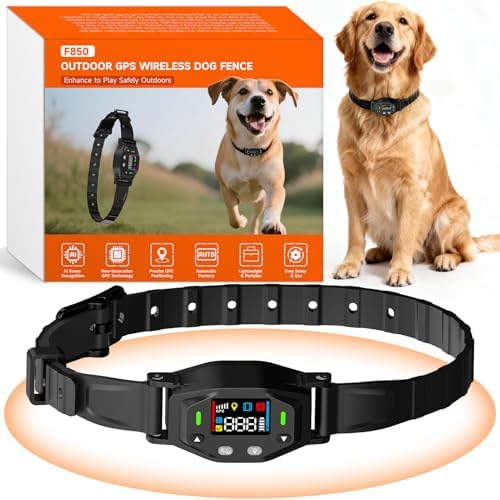 GPS Wireless Dog Fence System, Waterproof Rechargeable Electric Dog Fence Collar with 4-Zone Progressive Correction, 3 Modes & 55-6000ft Adjustable Range for Medium Large Dogs
