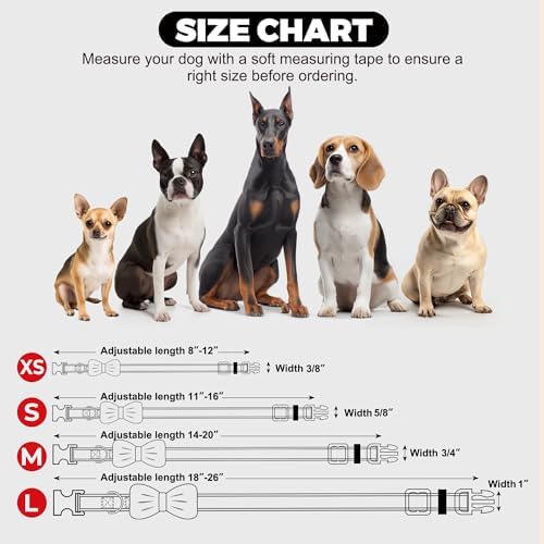 azuza Anchor Dog Collar with Bow Tie, Soft and Comfortable, Adjustable for Extra Small Dogs