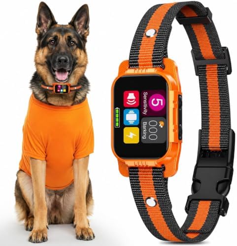 Smart Dog Bark Collar - Anti Barking Device for Large Medium Small Dogs, Stop Excessive Barking & Aggression Behavior, with 5 Modes & 5 Sensitivity, IP67 Waterproof for Indoor/Outdoor Use, Orange Pro