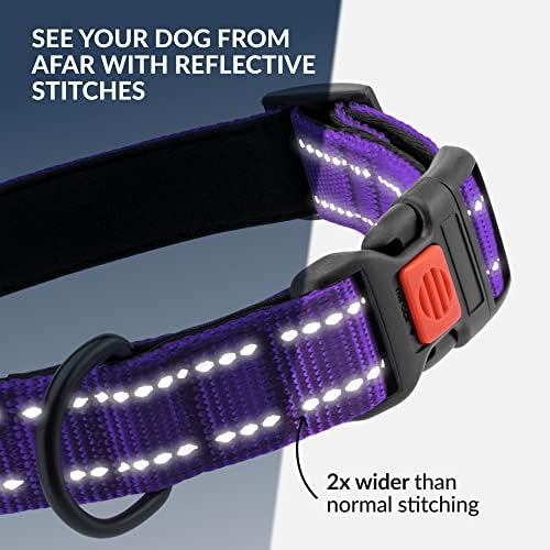 Reflective Dog Collar, Quick-Release Buckle (Purple, 18-26 Inch)