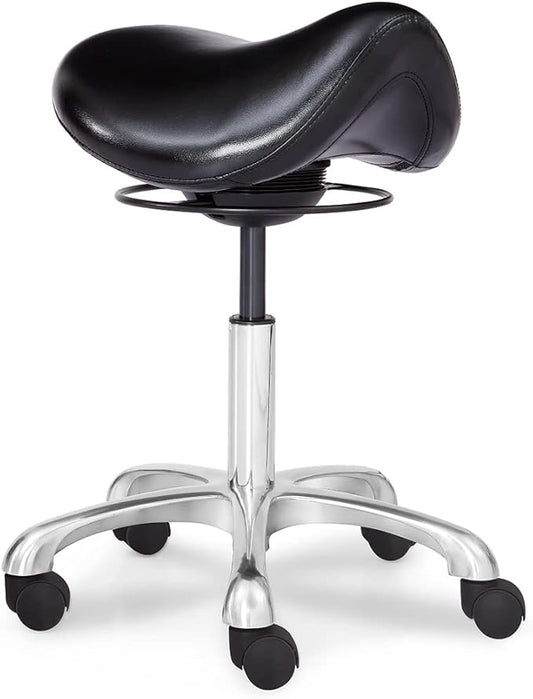 Saddle Stool Swivel Height Adjustable with Wheels Wobble Rolling Stool for Medical Massage Salon Kitchen Spa Drafting Lab Clinic Dentist, Ergonomic Hydraulic Seat Chair Office Stool