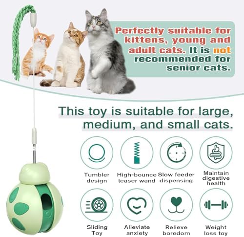 Cat Interactive Toys, Tumbler Treat Dispenser, Green