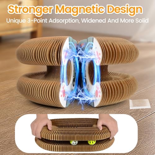 Kitty Kurls Magic Organ Cardboard Cat Scratcher Toy with 2 Balls, Brown