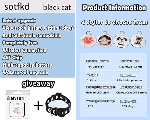 Cat Tracker Collar-Cat GPS Tracker-GPS Tracker for Cats-Cat Collar | Dual-System Tracker | Android and iOS Universal | No Monthly Fee | Waterproof | Works with Any Collar-1