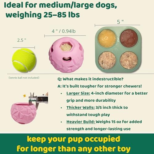 Large Pink Frozen Treat Ball, Interactive Anxiety Relief Puzzle Chew Toy