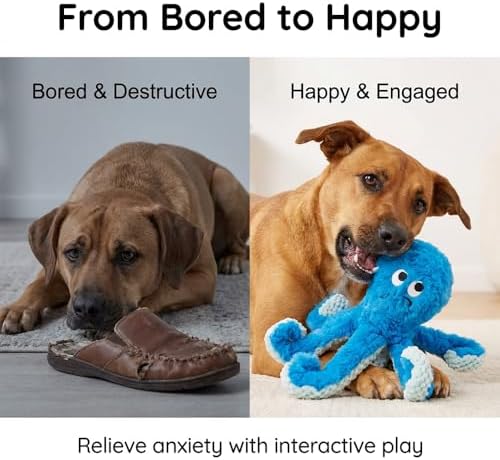 Octopus Tough Dog Toys for Aggressive Chewers, Blue-2 Pack