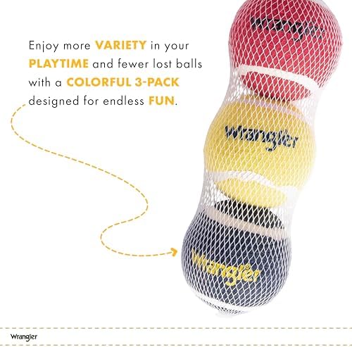 Wrangler Tennis Balls for Dogs, Interactive Fetch Toy (3-Pack)