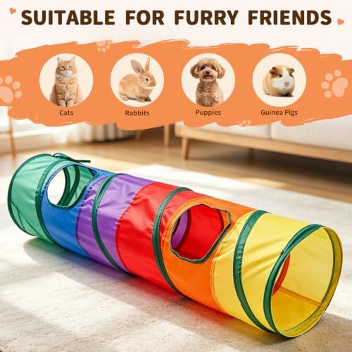 iCAGY Cat Tunnel for Indoor Cats Kittens Rabbits, Foldable Tunnel Toys