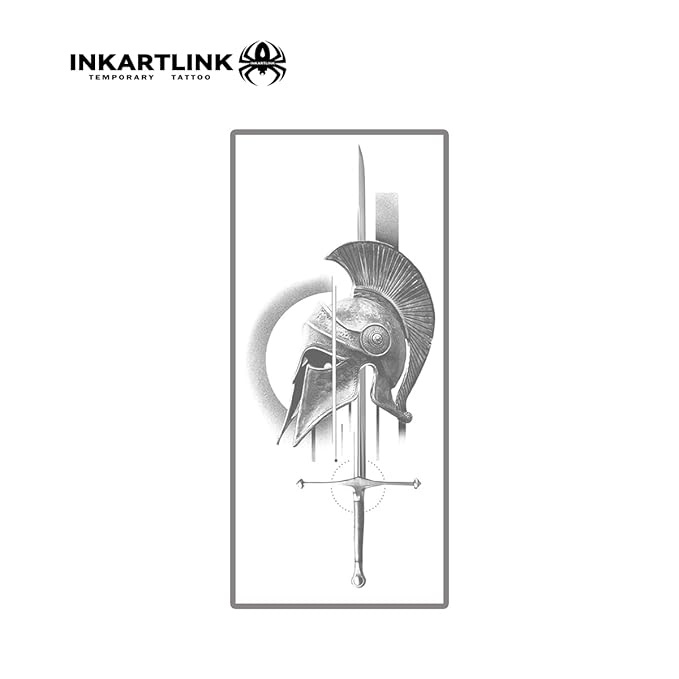 INKARTLINK Semi Permanent Tattoo, Creative Men's Party Tattoo, Exquisite and Realistic Design, Interesting Tattoo Experience, Cruelty-free, Non-reflective, Waterproof (Warrior 2)